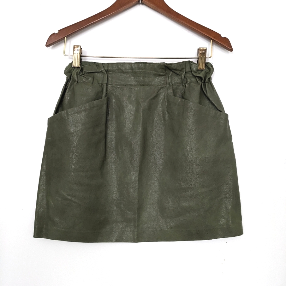 Zara vegan leather mini skirt with pockets